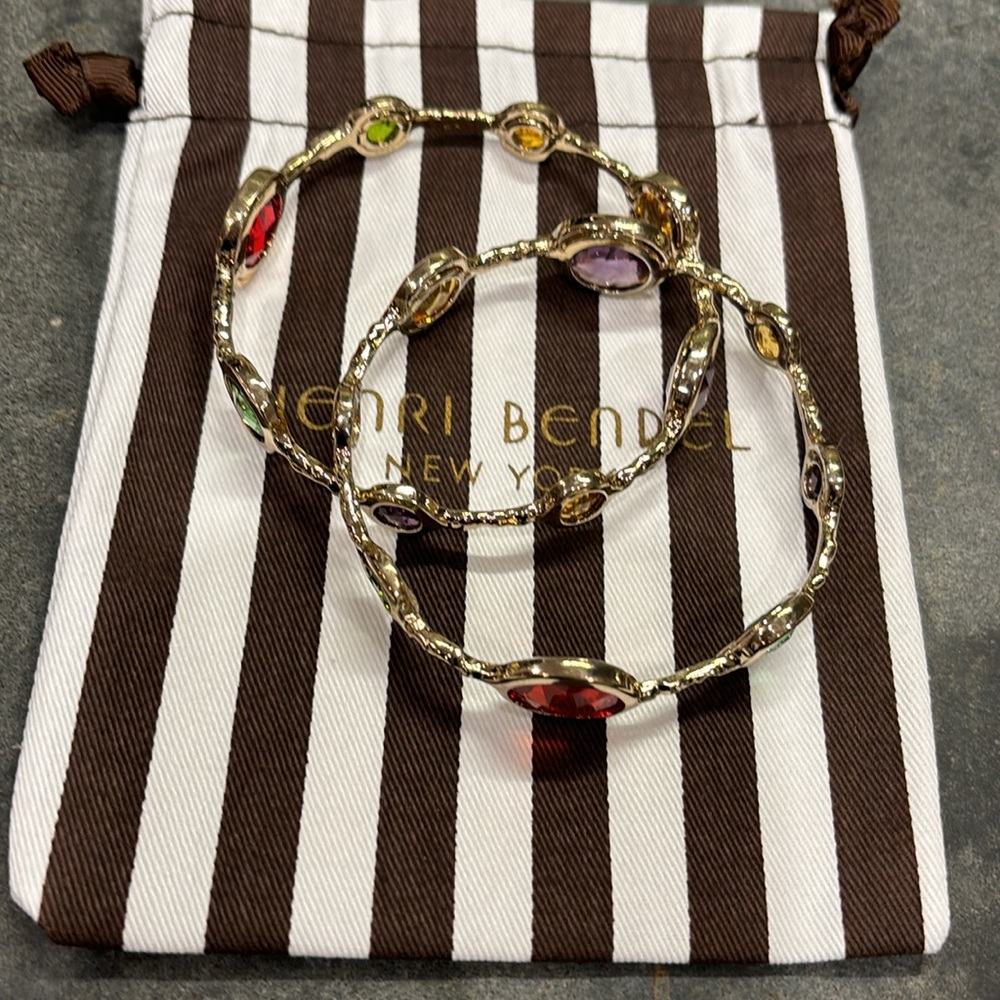 Bundle of 2 Henri Bendel Rhinestone and Gold tone Bangles - Picture 9 of 9